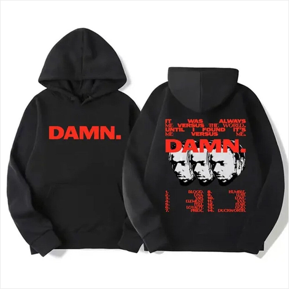 Kendrick Lamar Damn Print Hoodie Kendrick Lamar Merch Rap Hip Hop Hoodie Fans Birthday Gifts