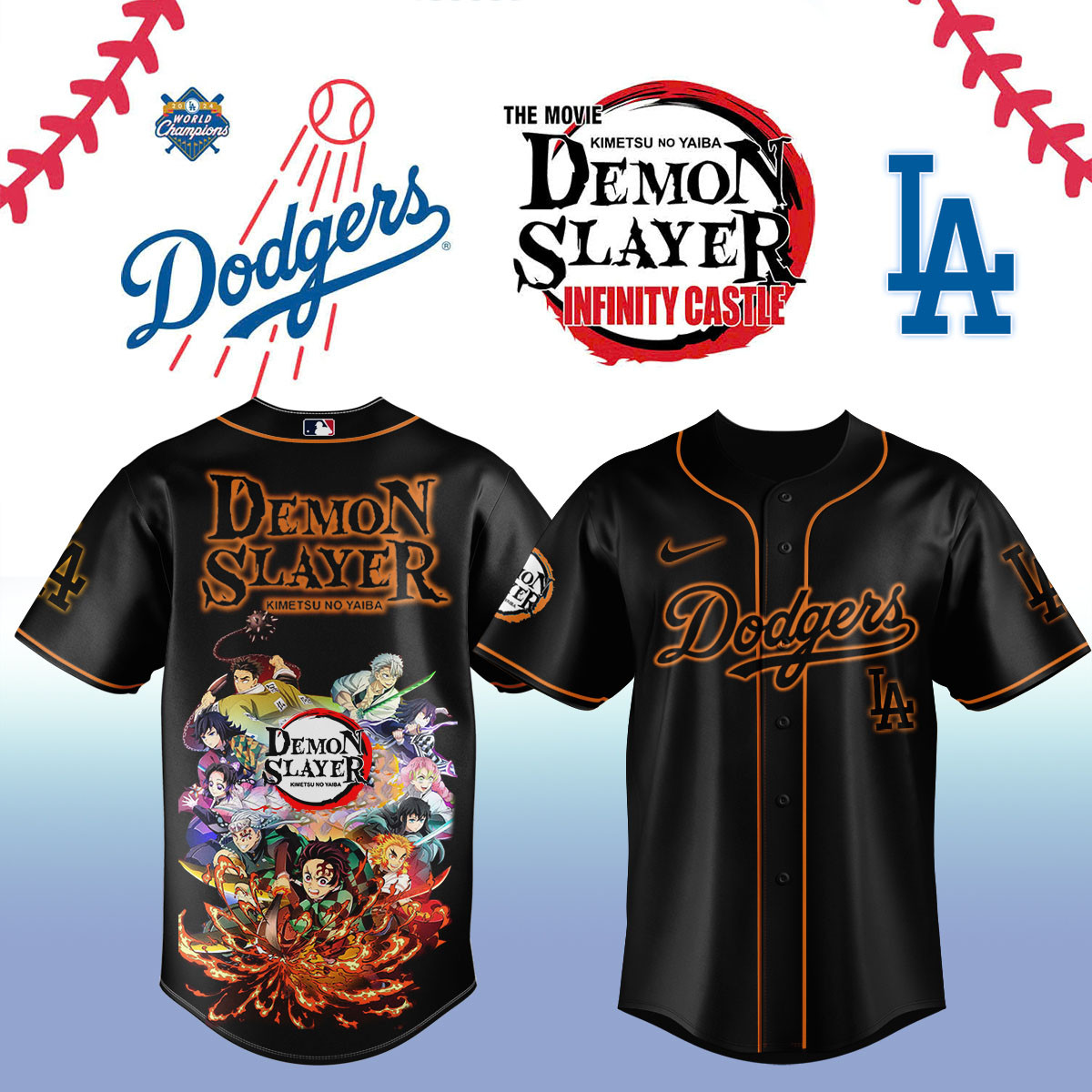 La Dodgers Demon Slayer Jersey 2025 Perfect Gift For Baseball Fans