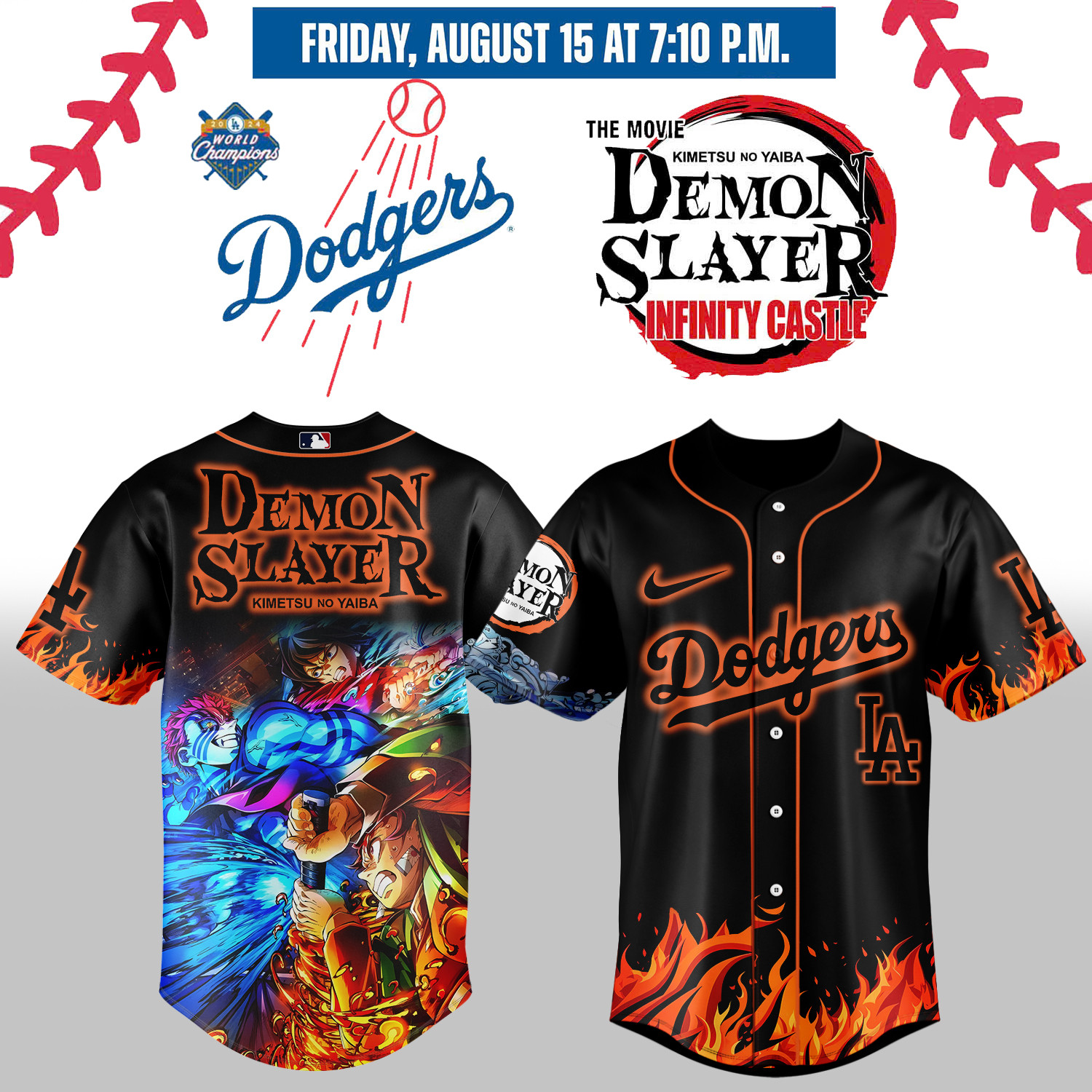 La Dodgers Demon Slayer Jersey 2025 Unique Gifts For Baseball Fans