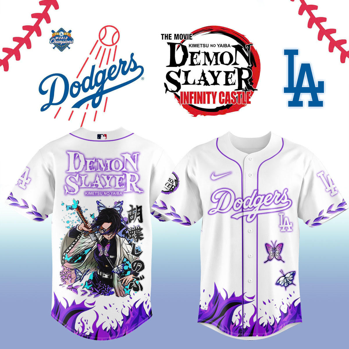 La Dodgers Demon Slayer Shinobu Kocho Jersey 2025 Gift Ideas For Fans