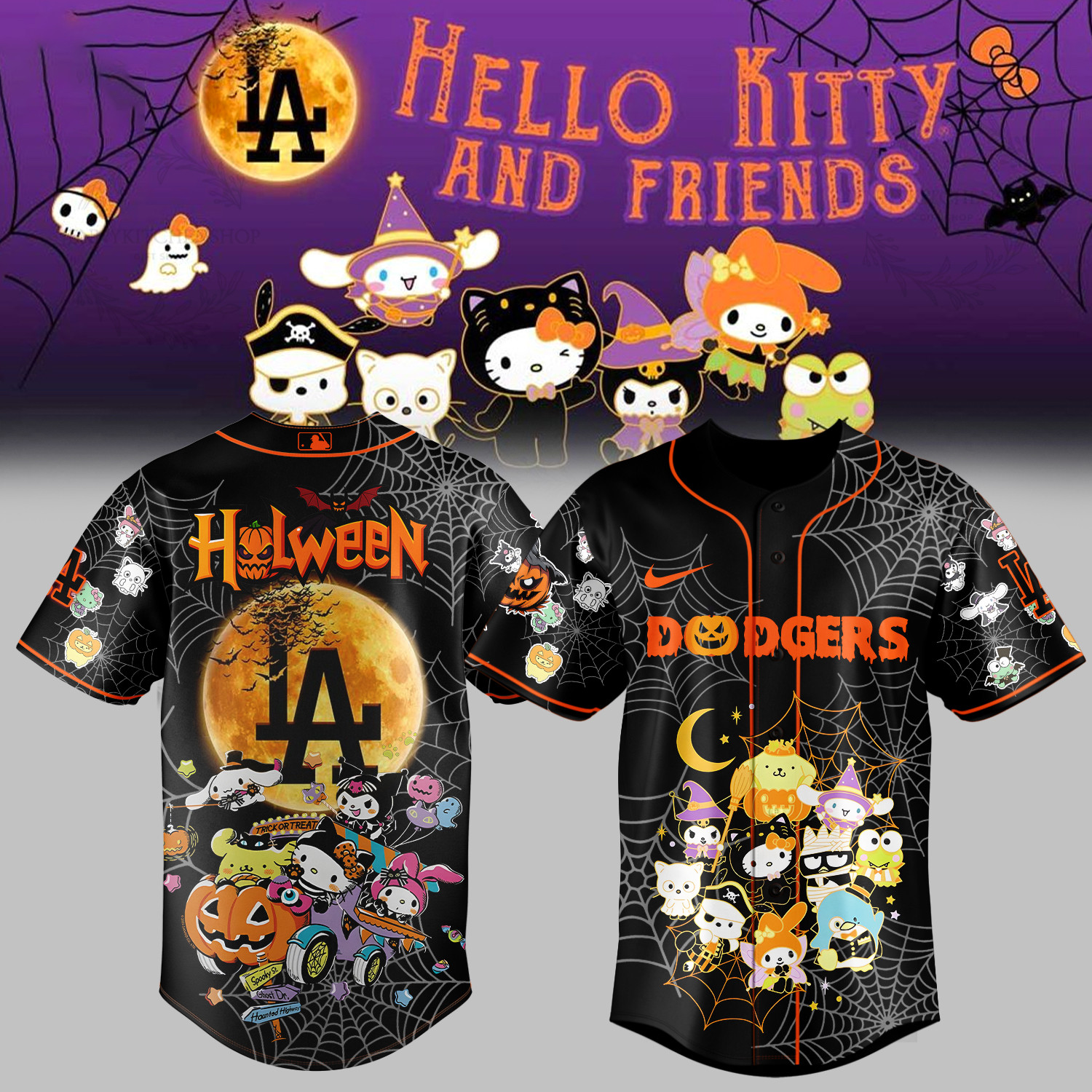 La Dodgers Merch Hello Kitty And Friend Halloween Jersey Cute Gift For Friends