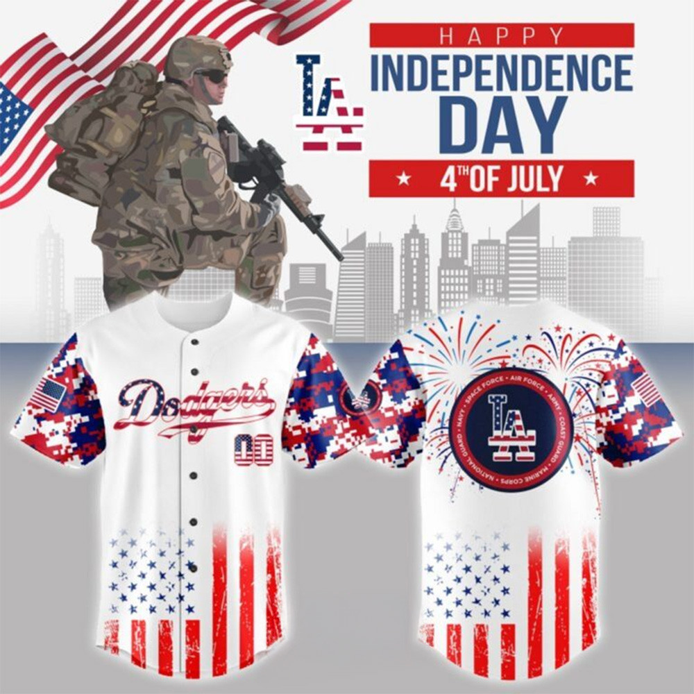 LA Dodgers US Military 4th Of July Baseball Jersey Los Angeles Dodgers Merch Gifts For Fans