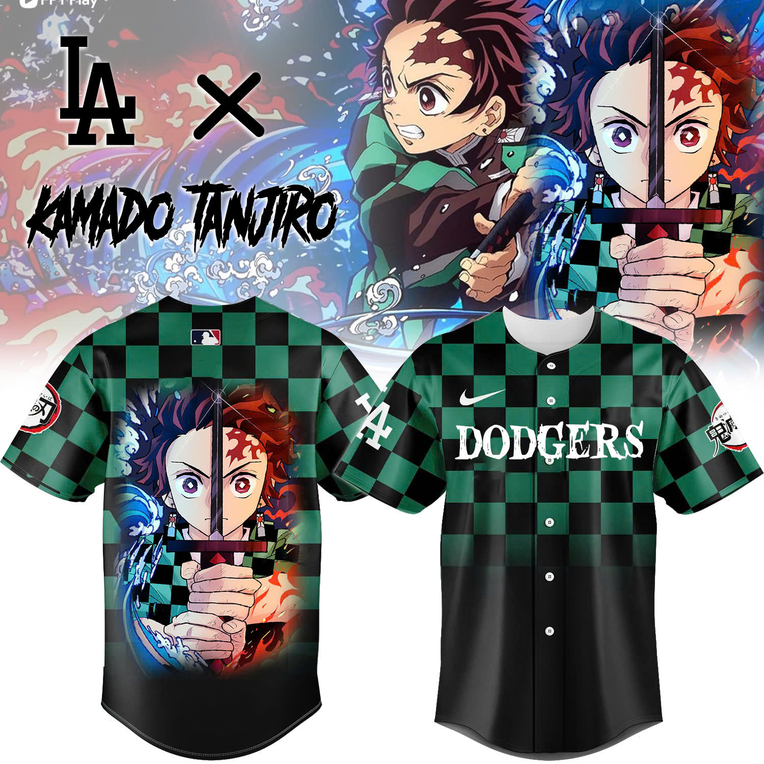 La Dodgers X Demon Slayer Kamado Tanjiro Jersey Fan Merch