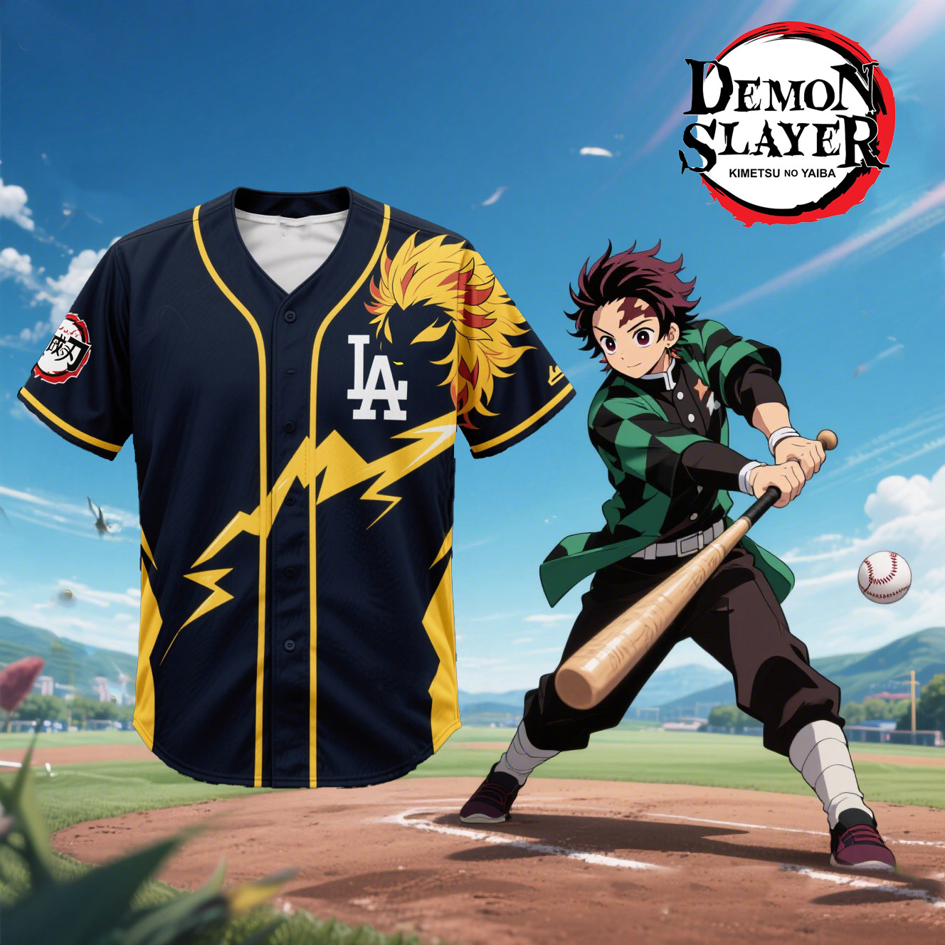 La Dodgers X Demon Slayer Rengoku Jersey 2025 Gift Ideas For Baseball Fans