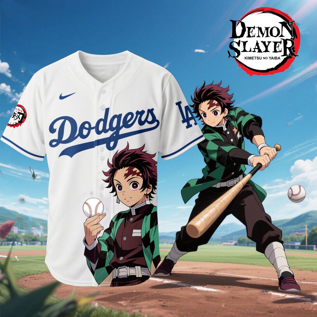 La Dodgers X Demon Slayer Tanjiro Jersey 2025 Gift Ideas For Baseball Lovers