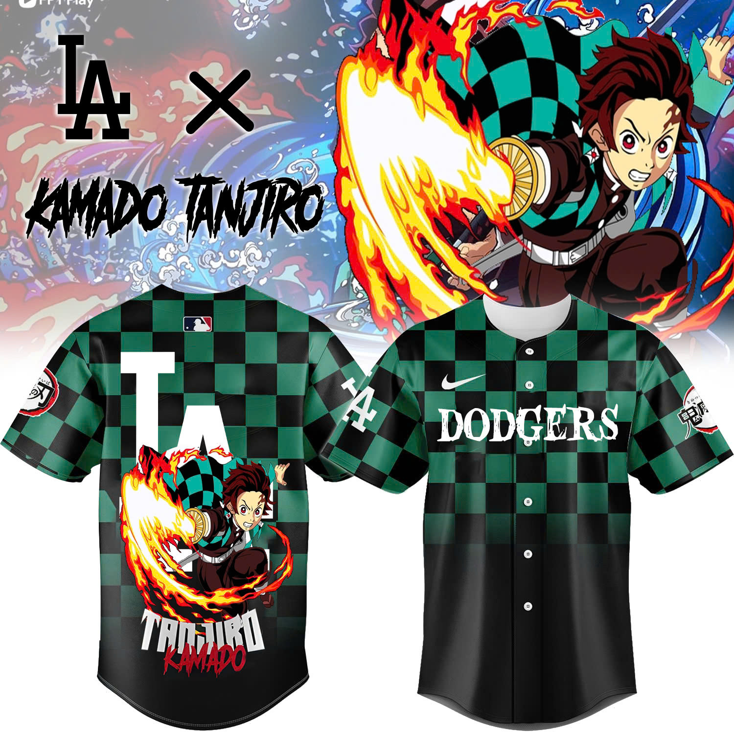 La Vs Demon Slayer Kamado Tanjiro Jersey Best Gifts For Baseball Fans