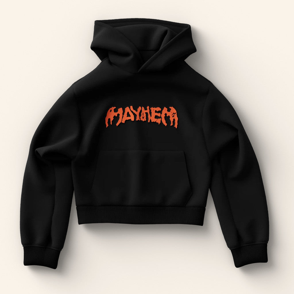 Lady Gaga Mayhem Tour Merch 2025 Concert Black And Orange Logo Cropped Hoodie Friends Gifts