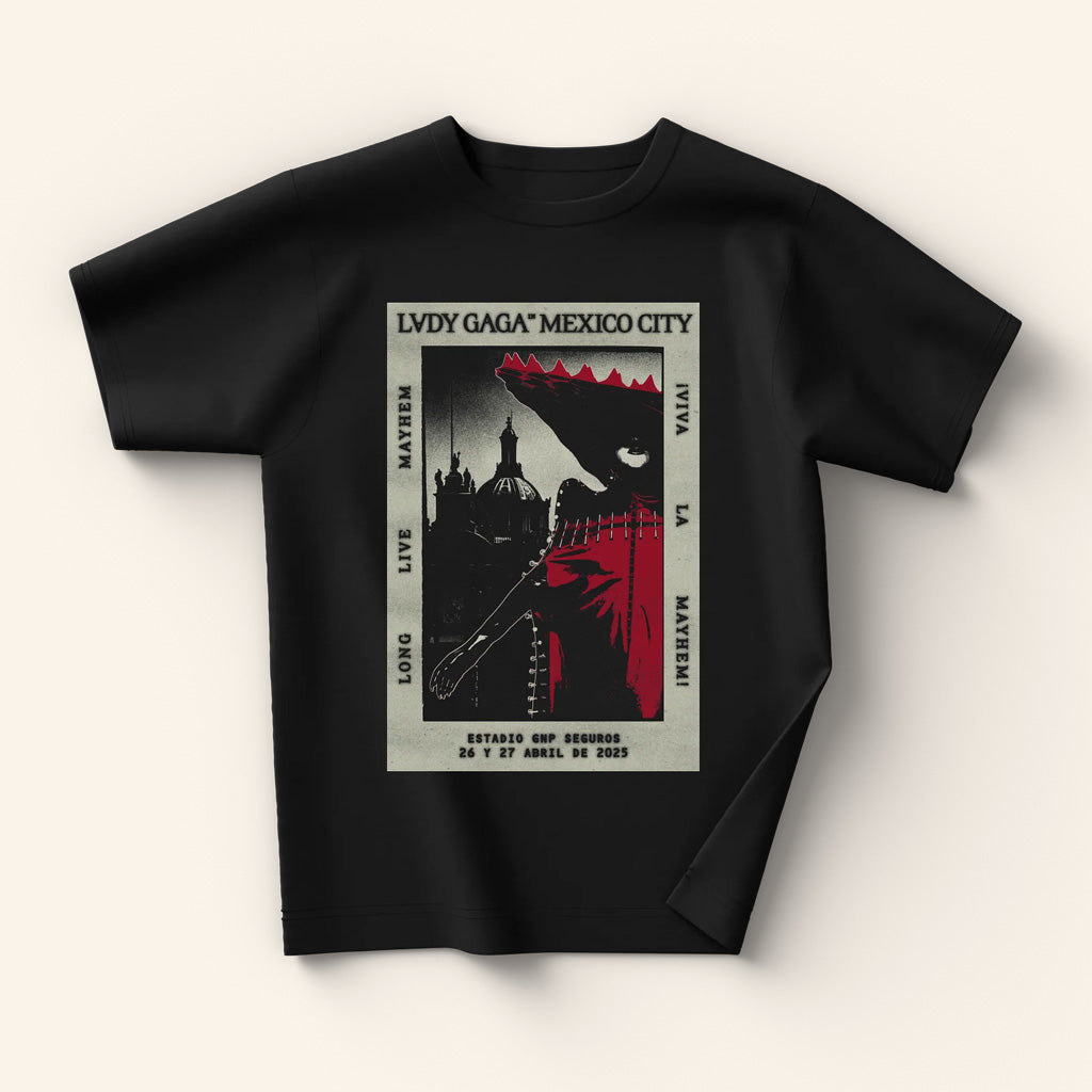 Lady Gaga Mayhem Tour Merch 2025 Concert Shirt Black CDMX Poster T-Shirt Gifts For Besties
