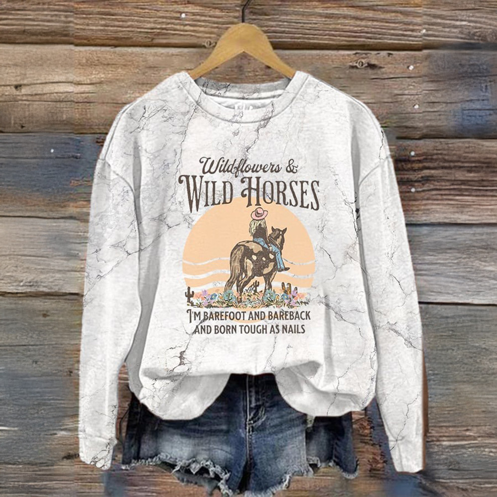 Lainey Wilson Merch Wild Flowers And Wild Horses Sweatshirt Cute Cowgirl Country Music Apparel