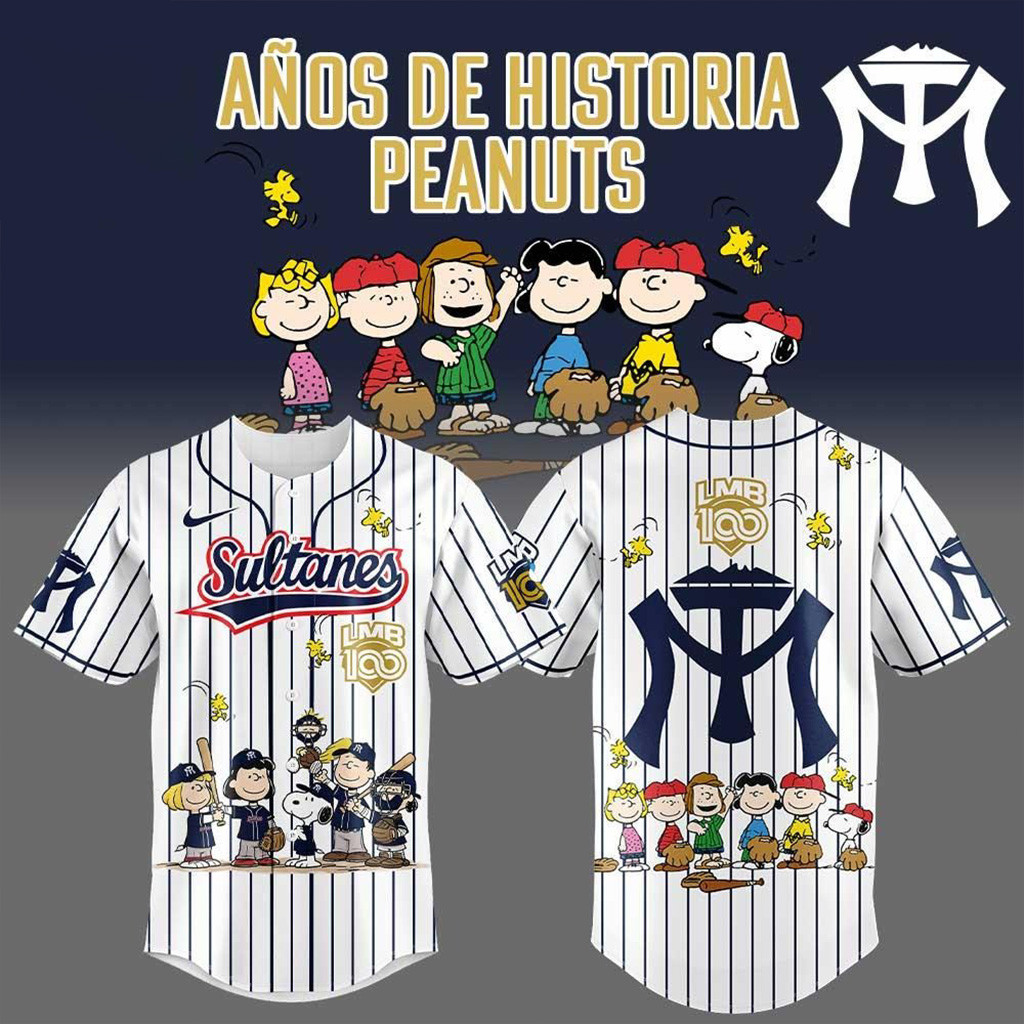 Leones de Yucatan x Peanuts LMB 100th Anniversary Baseball Jersey Gifts For Fans