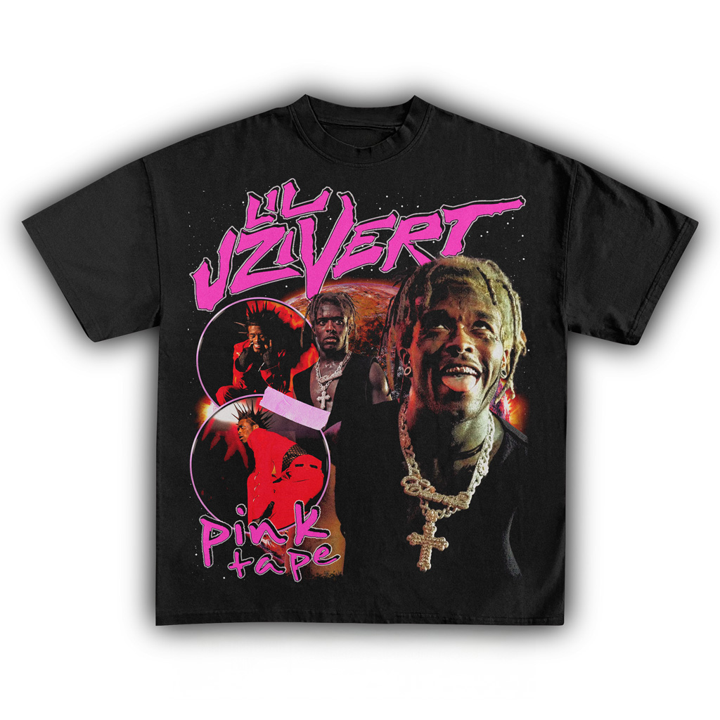 Lil Uzi Vert Pink Tape Black T-Shirt Lil Uzi Vert Merch Gifts For Fans