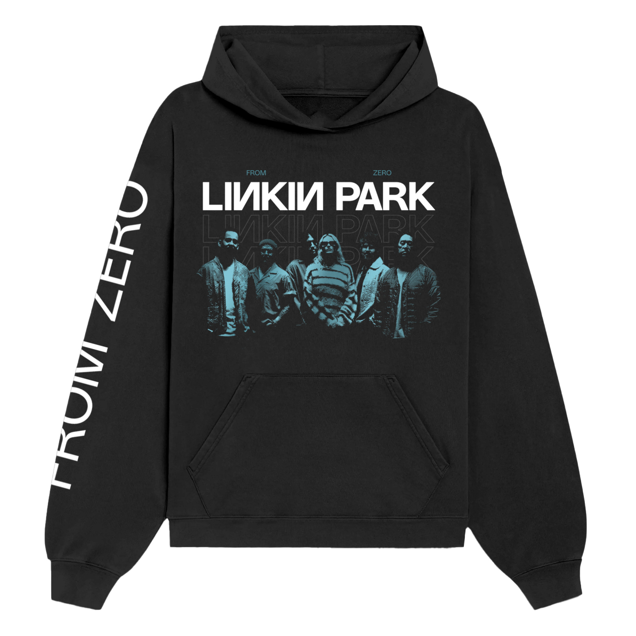 Linkin Park Fz Teal Band Photo Hoodie Black Pullover Tour Merch Gift For Music Enthusiasts