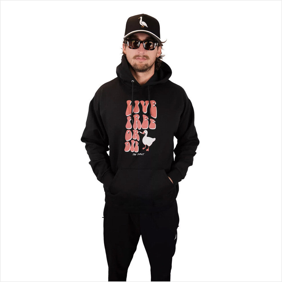 Live Free Or Die Duck Hoodie Too Turnt Tony Merch Birthday Gifts For Friends Christmas Presents