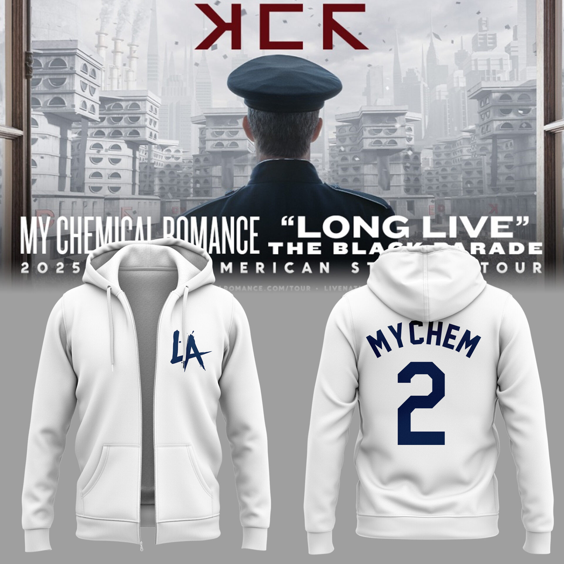 Long Live The Black Parade Tour 2025 X La Zip Hoodie Gift For Fans