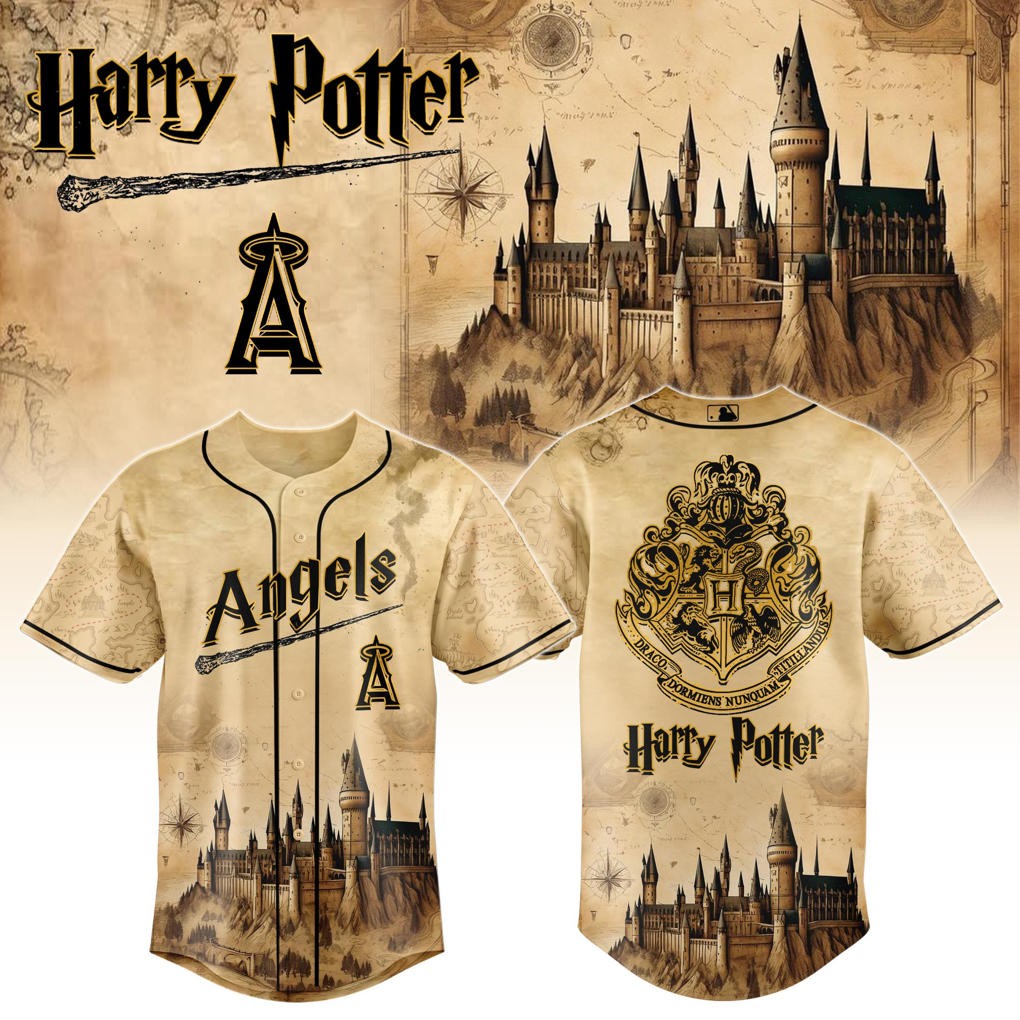 Los Angeles Angels Mlb X Harry Potter Hogwarts Baseball Jersey For Fan