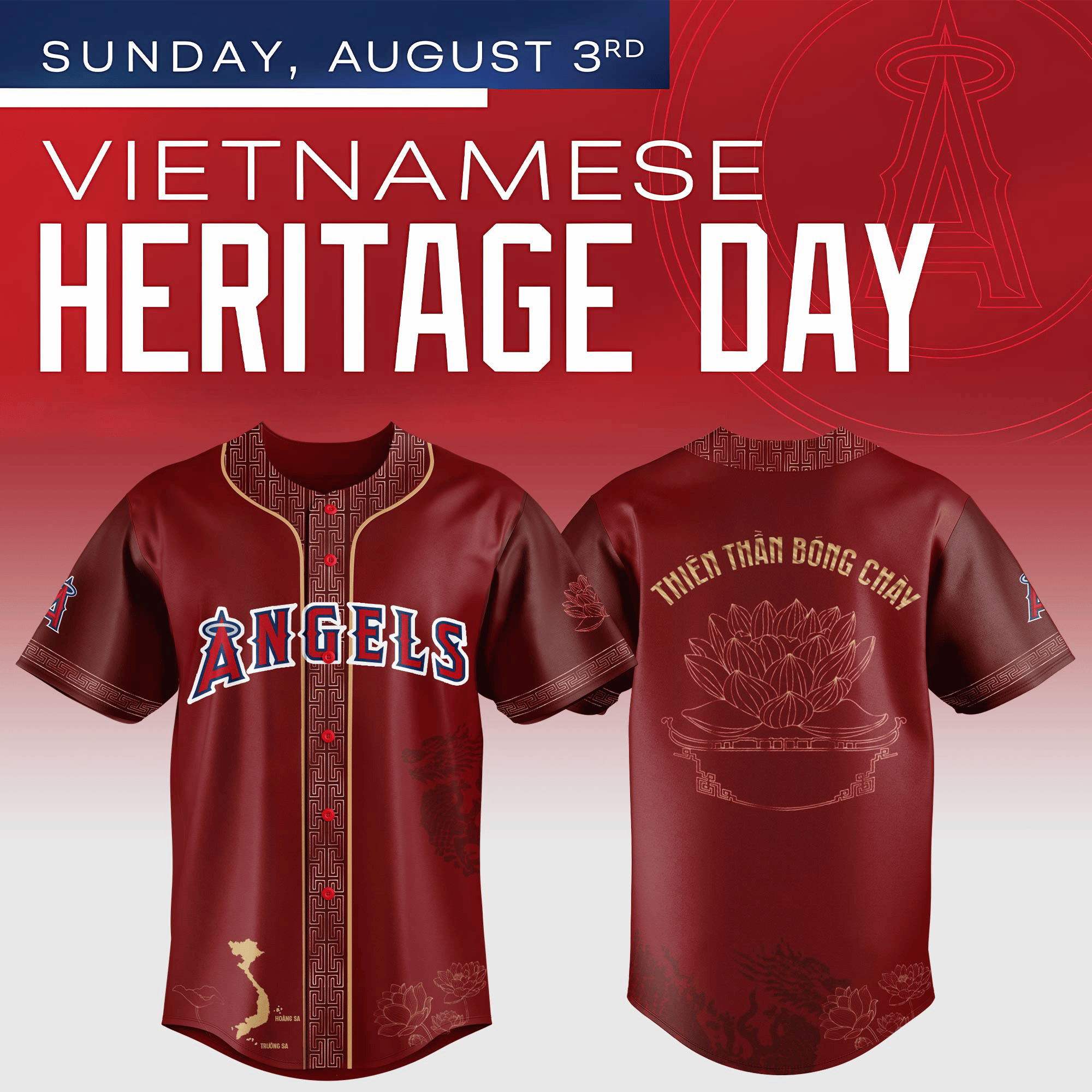 Los Angeles Angels Mlb X Vietnamese Heritage Night Baseball Jersey For Fans