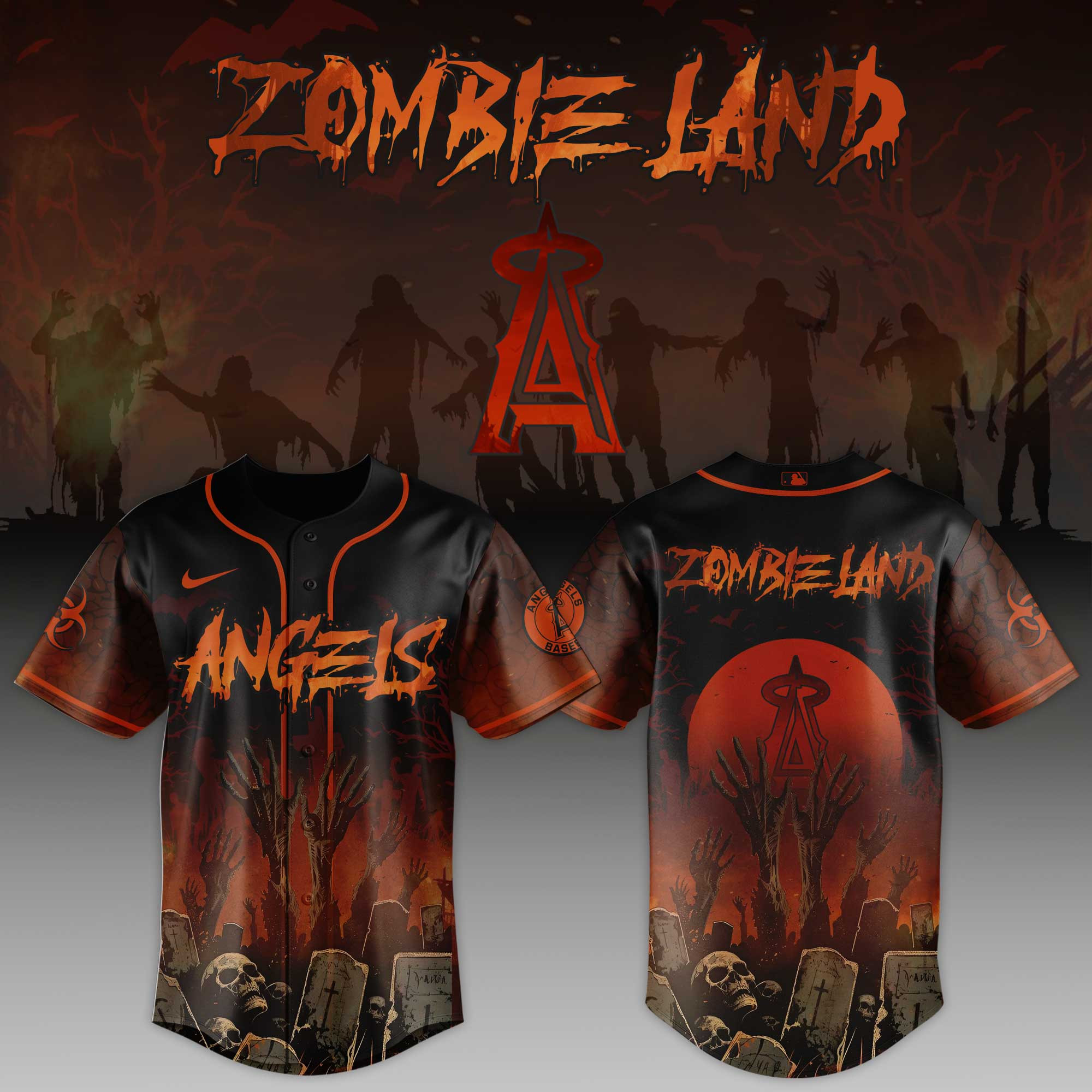 Los Angeles Angels Mlb X Zombie Land Baseball Jersey For Fans