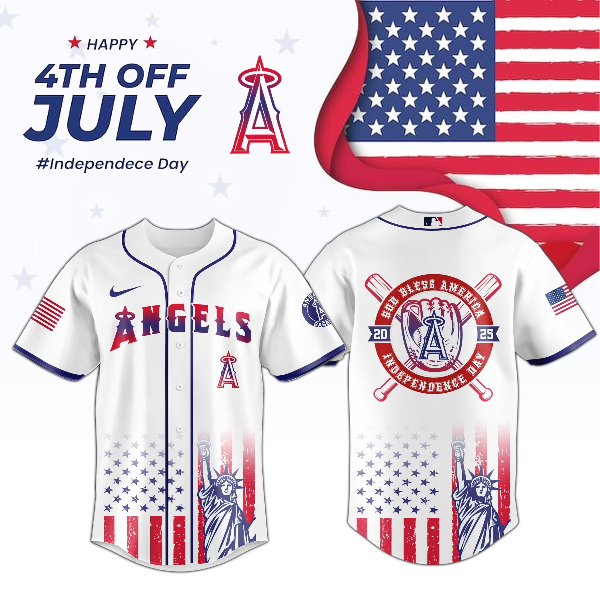 Los Angeles Angels Special Independence Day Limited Edition Jersey Baseball Enthusiast Gifts