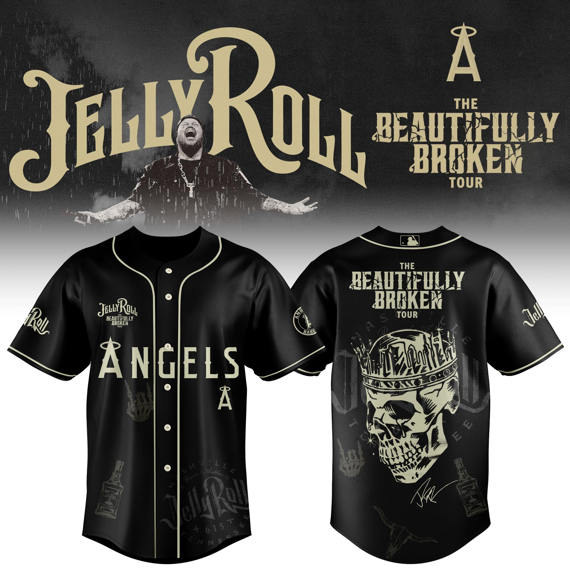 Los Angeles Angels X Jelly Roll Baseball Jersey 2025 Gift For Jelly Roll Fans