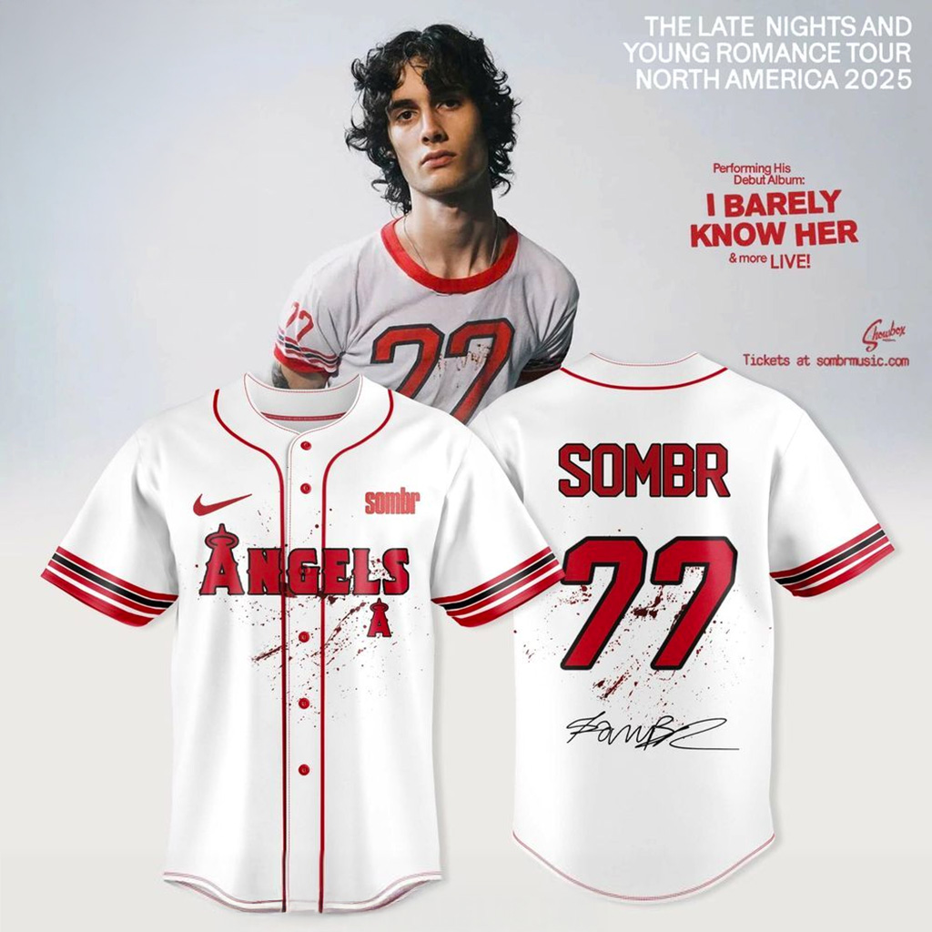 Los Angeles Angels X Sombr The Late Nights Young Romance Tour Jersey Los Angeles Angels Merch