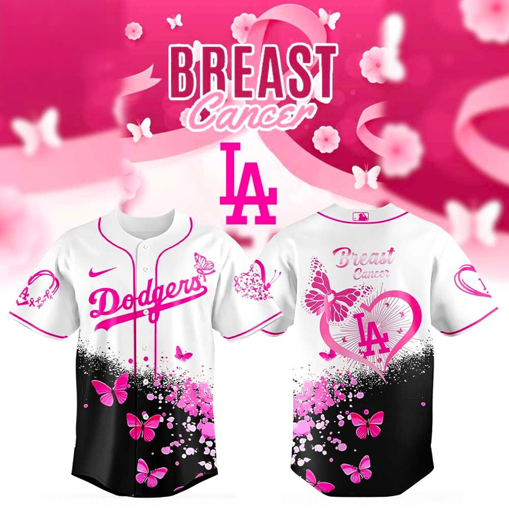 Los Angeles Dodgers Breast Cancer 2025 Jersey Dodgers Merch Gifts For Baseball Lovers