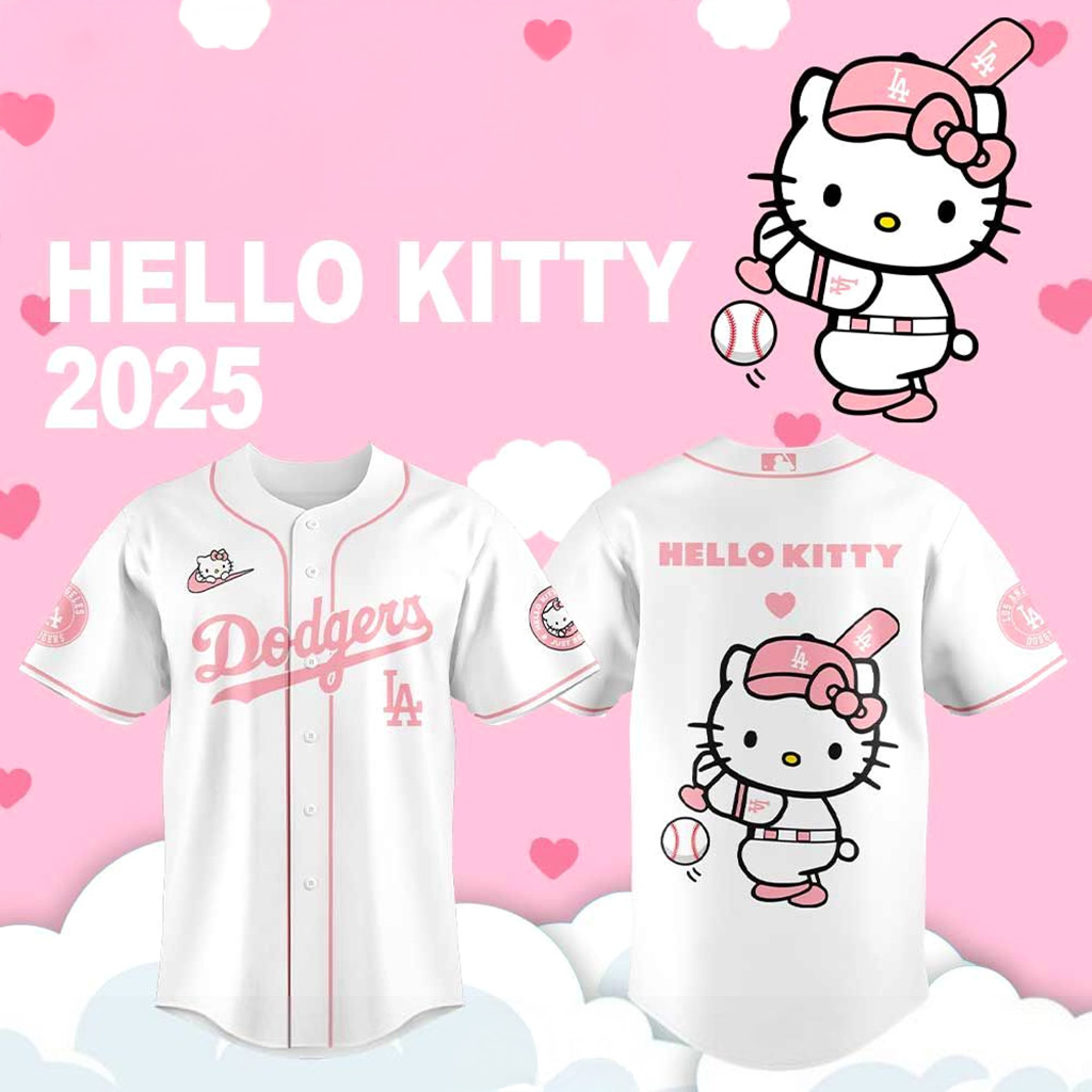 Los Angeles Dodgers Hello Kitty 2025 White Jersey Los Angeles Dodgers Merch Gifts For Wife