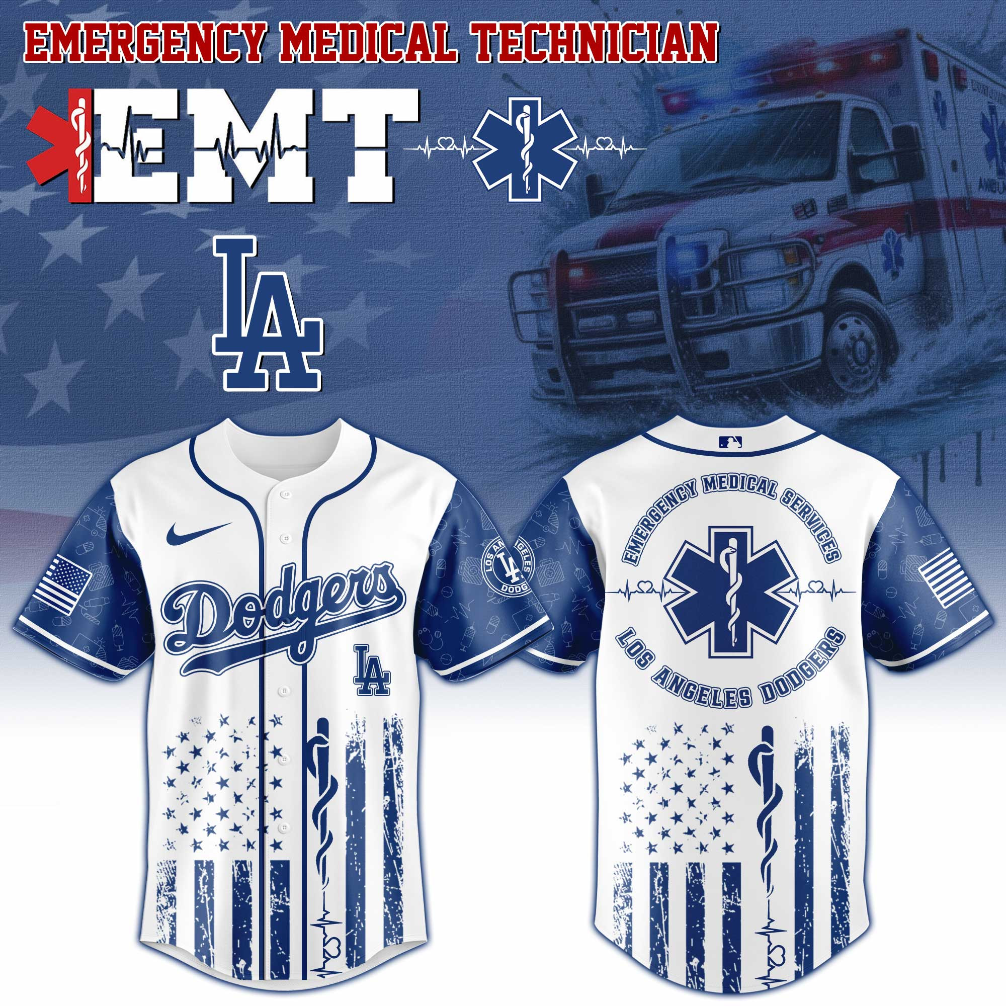 Los Angeles Dodgers Mlb X Emergency Medical Technician Appreciation Night Jersey