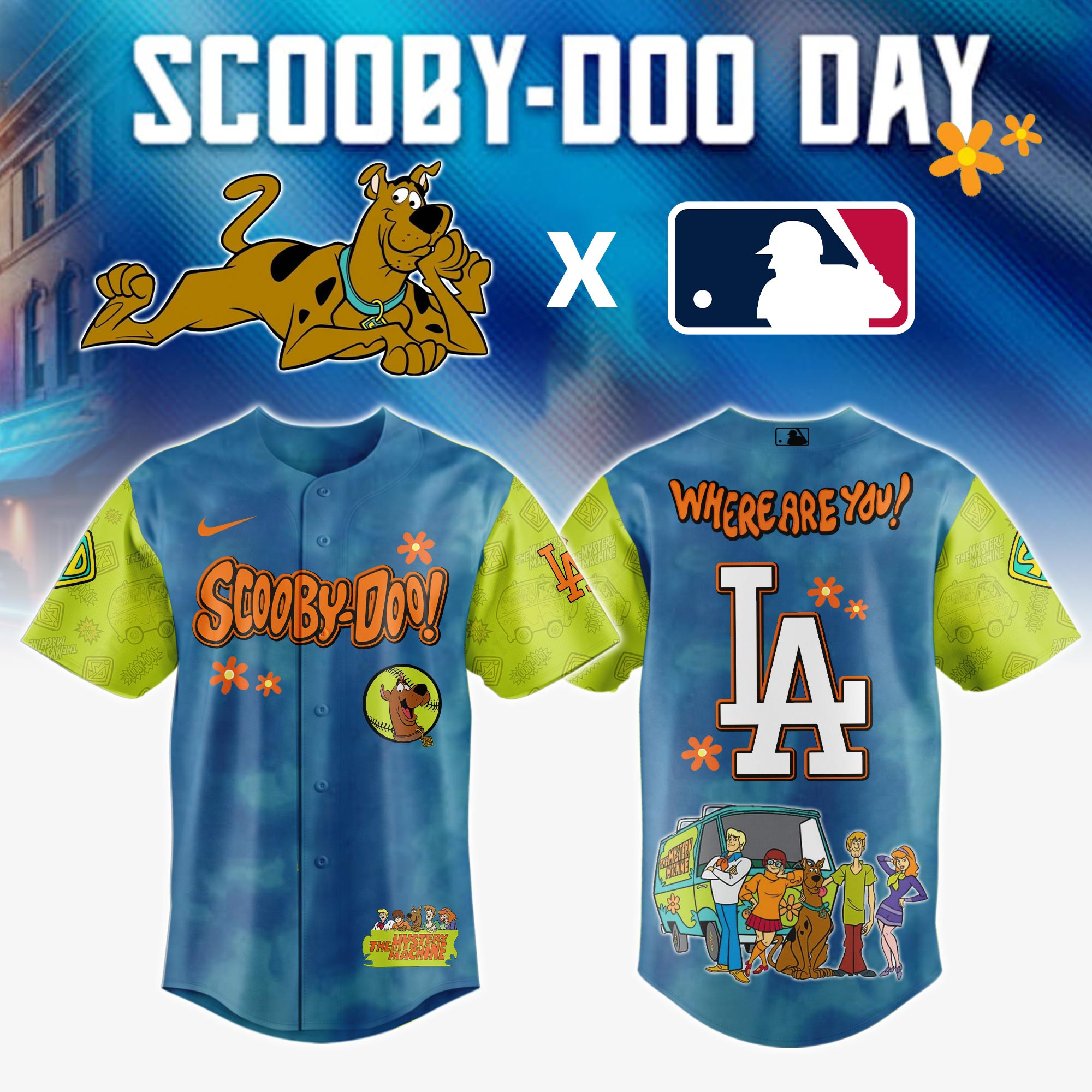 Los Angeles Dodgers Mlb X Scooby Doo Jersey Fan Merch