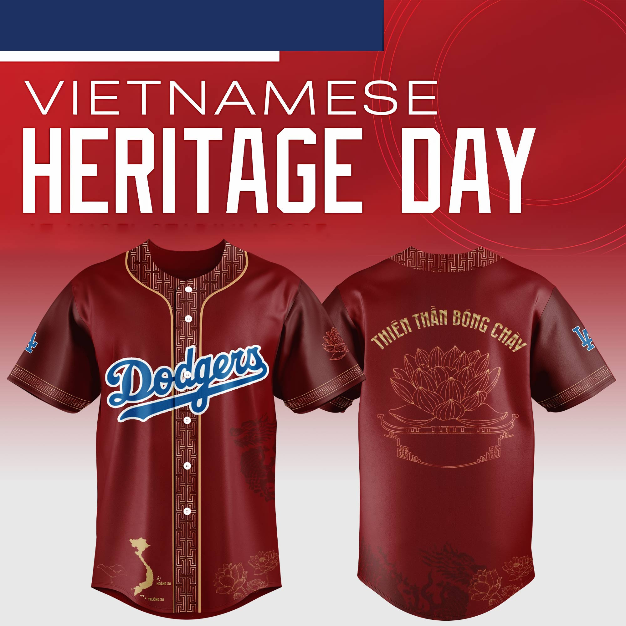 Los Angeles Dodgers Mlb X Vietnamese Heritage Night Baseball Jersey For Fans