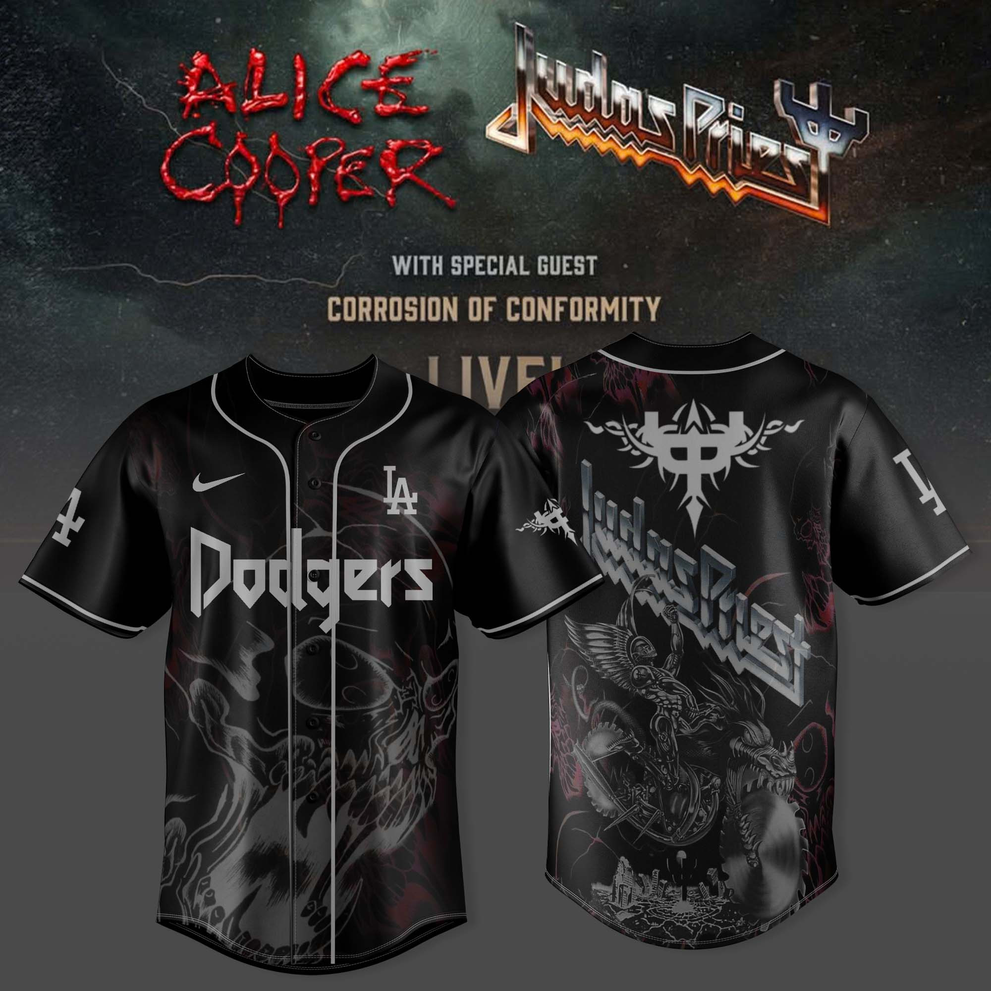 Los Angeles Dodgers X Alice Cooper Jersey Judas Priest North Tour 2025 Best Idea Gift