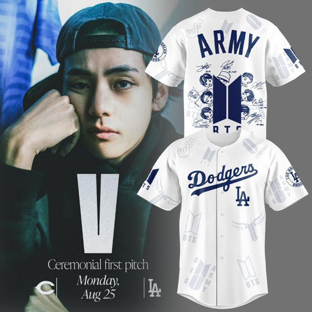 Los Angeles Dodgers X Army Bts Jersey Dodgers Merch Best Gifts For Baseball Fans