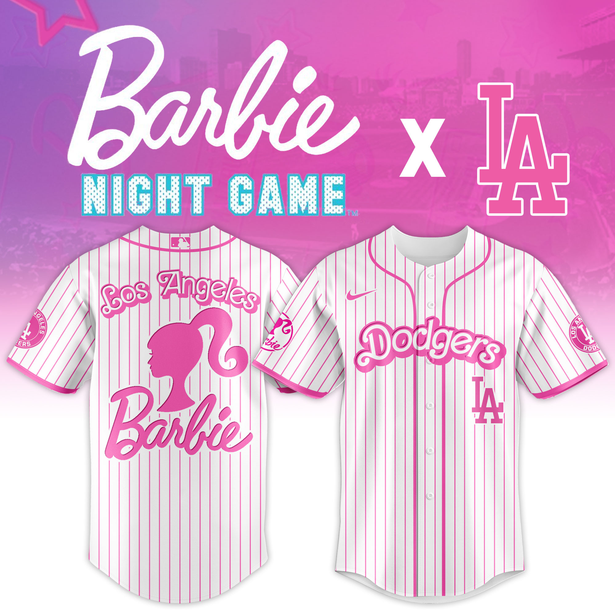 Los Angeles Dodgers X Barbie Night Game Baseball Jersey Fan Merch