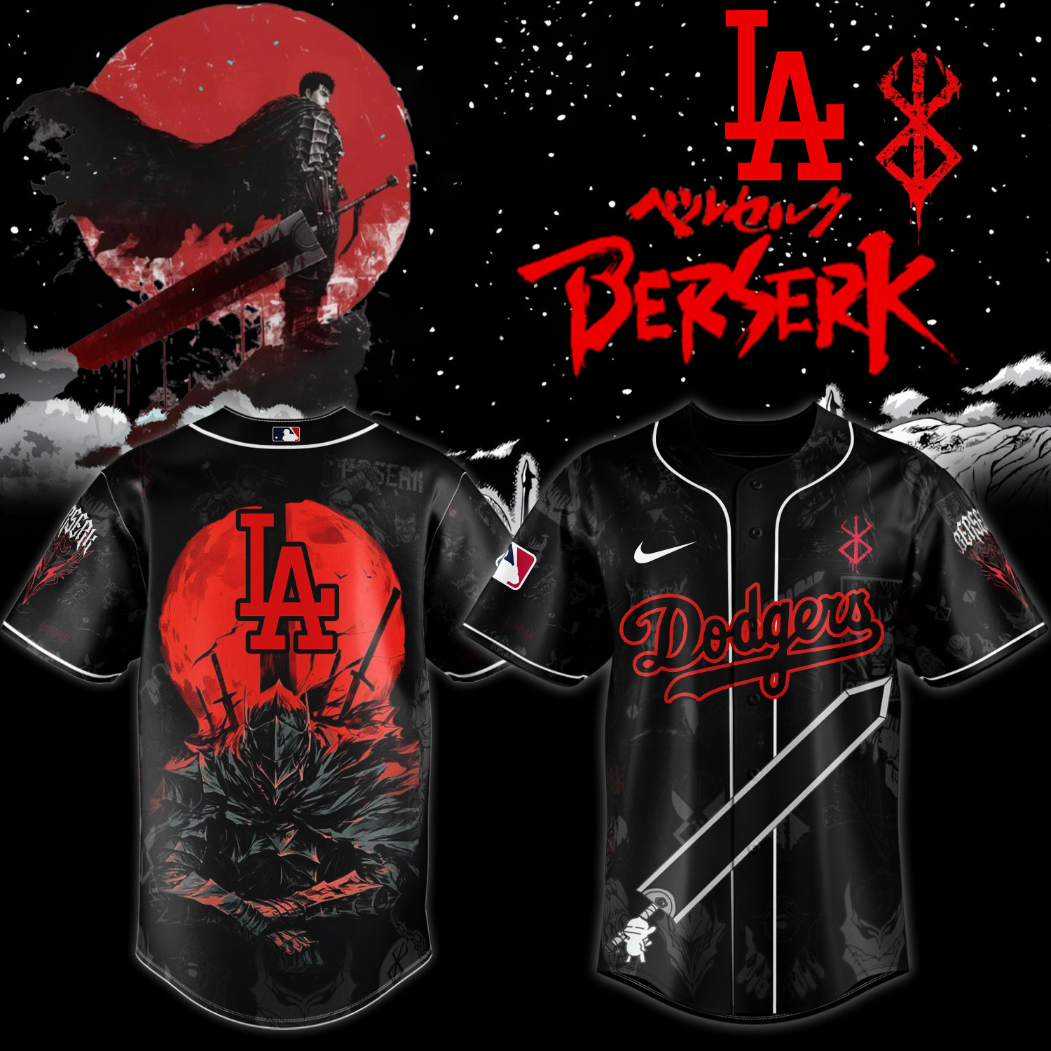 Los Angeles Dodgers X Berserk Jersey 2025 Fan Merch