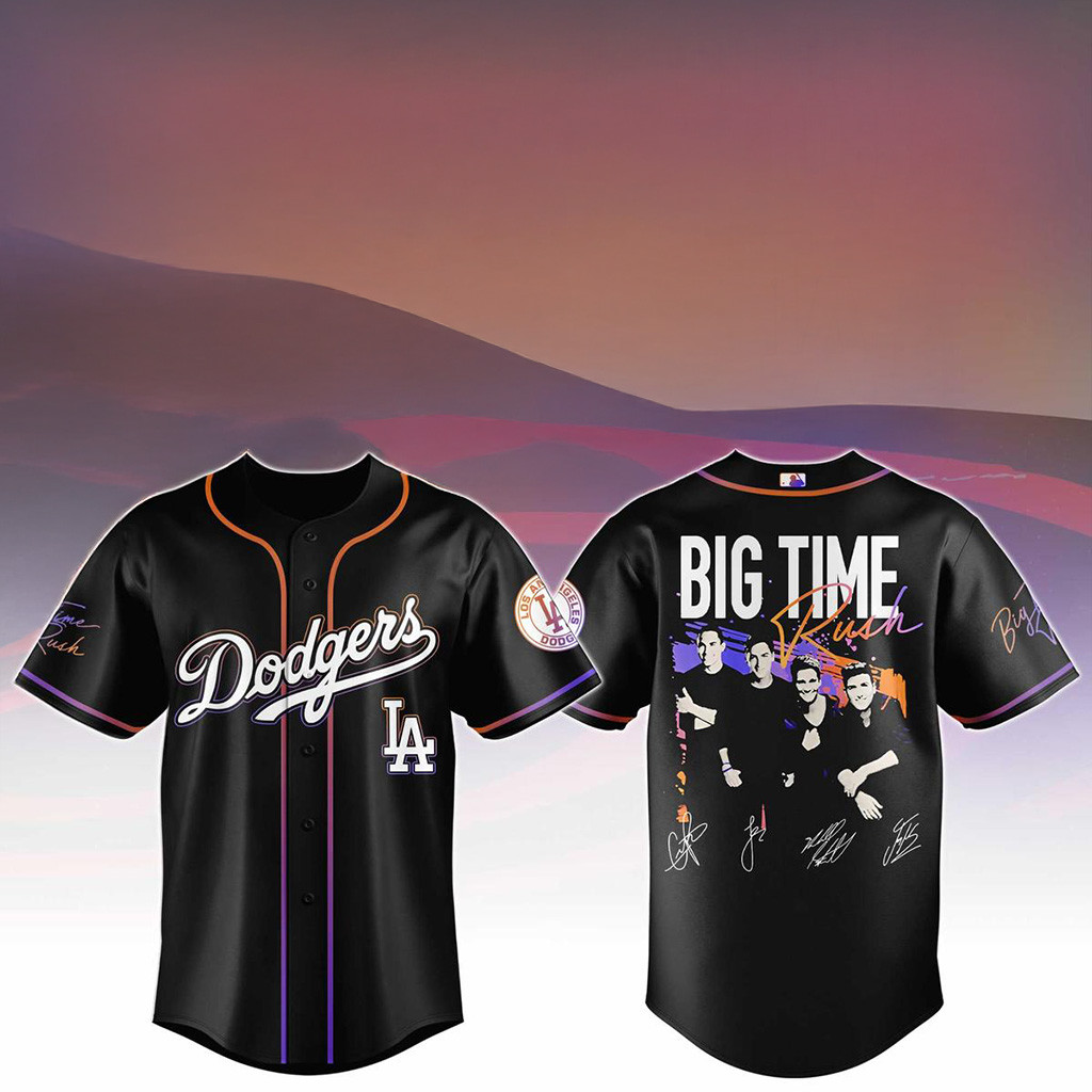 Los Angeles Dodgers X Big Time Rush Tour 2025 Baseball Jersey Dodgers Merch Fans Gifts
