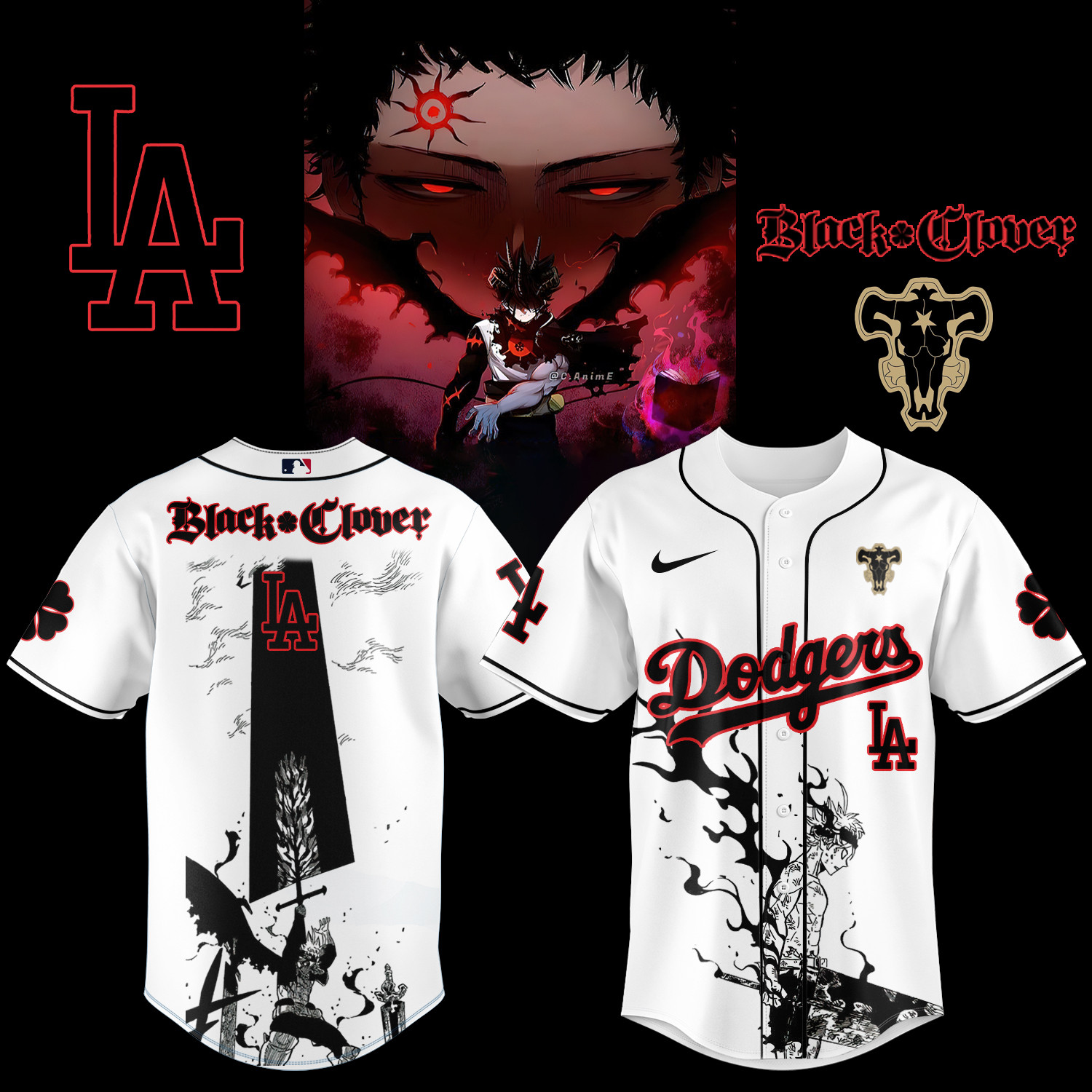 Los Angeles Dodgers X Black Clover Jersey 2025 Collector Anime Merchandise Birthday Present