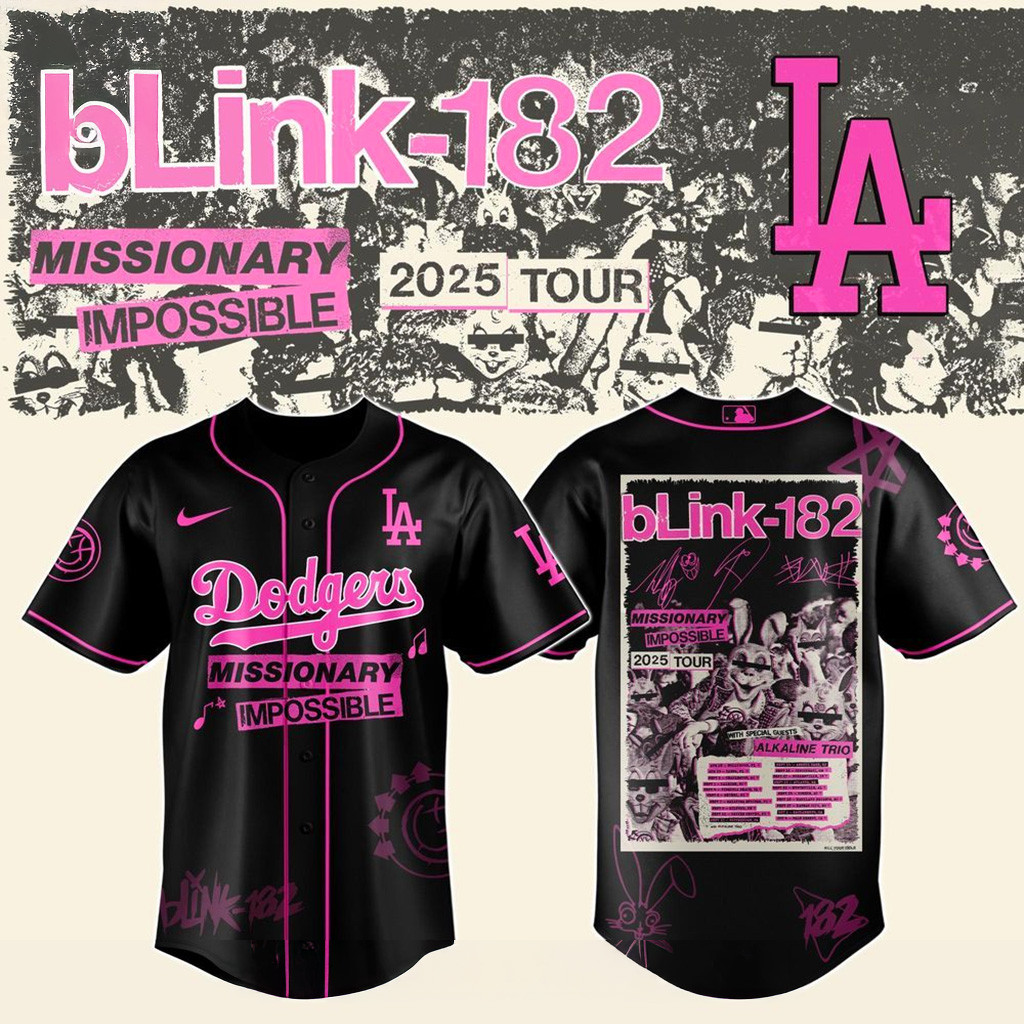 Los Angeles Dodgers X Blink 182 Missionary Impossible Tour 2025 Jersey LA Dodgers Merch Gift