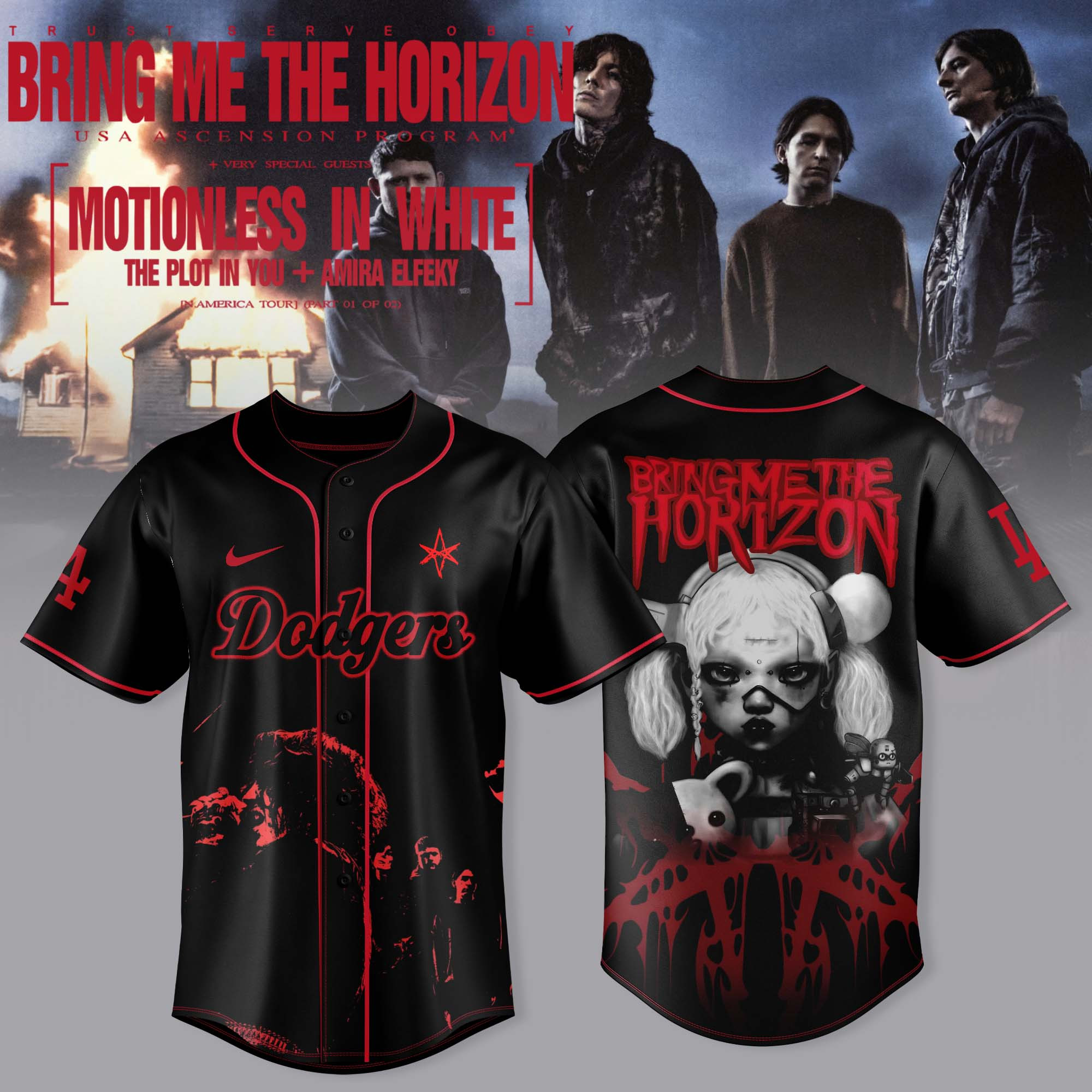 Los Angeles Dodgers X Bring Me The Horizon Jersey Motionless In White Stylish Fans Gift
