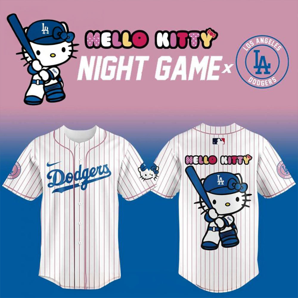 Los Angeles Dodgers x Hello Kitty Night Game Baseball Jersey Cool Mothers Day Gifts
