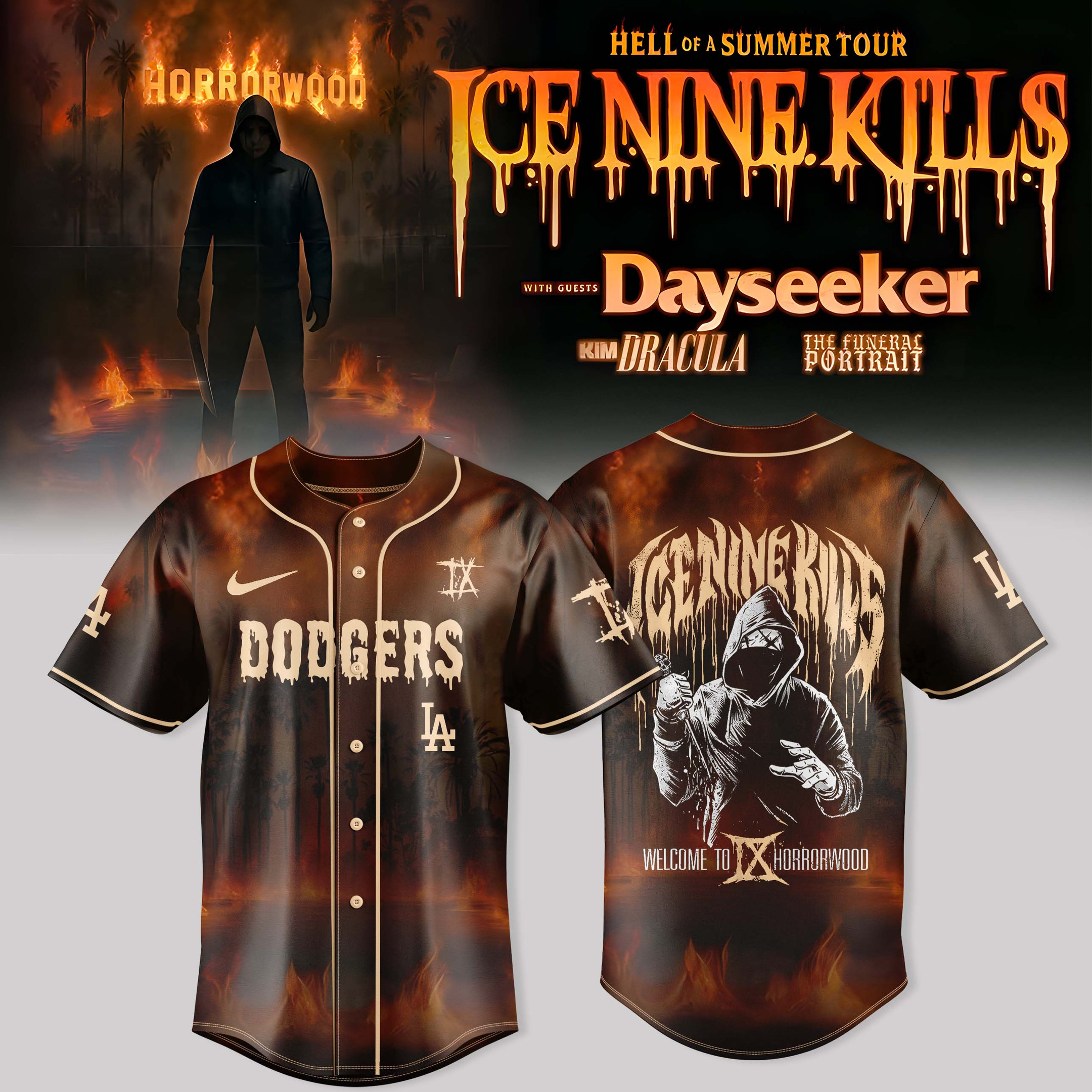 Los Angeles Dodgers X Ice Nine Jersey Kills Hell Of A Summer Tour 2025 Gift For Fans