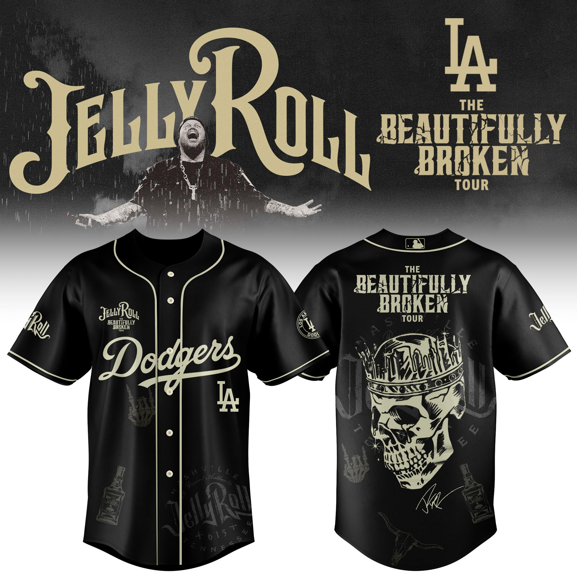 Los Angeles Dodgers X Jelly Roll Baseball Jersey 2025 Gift For Jelly Roll Fans