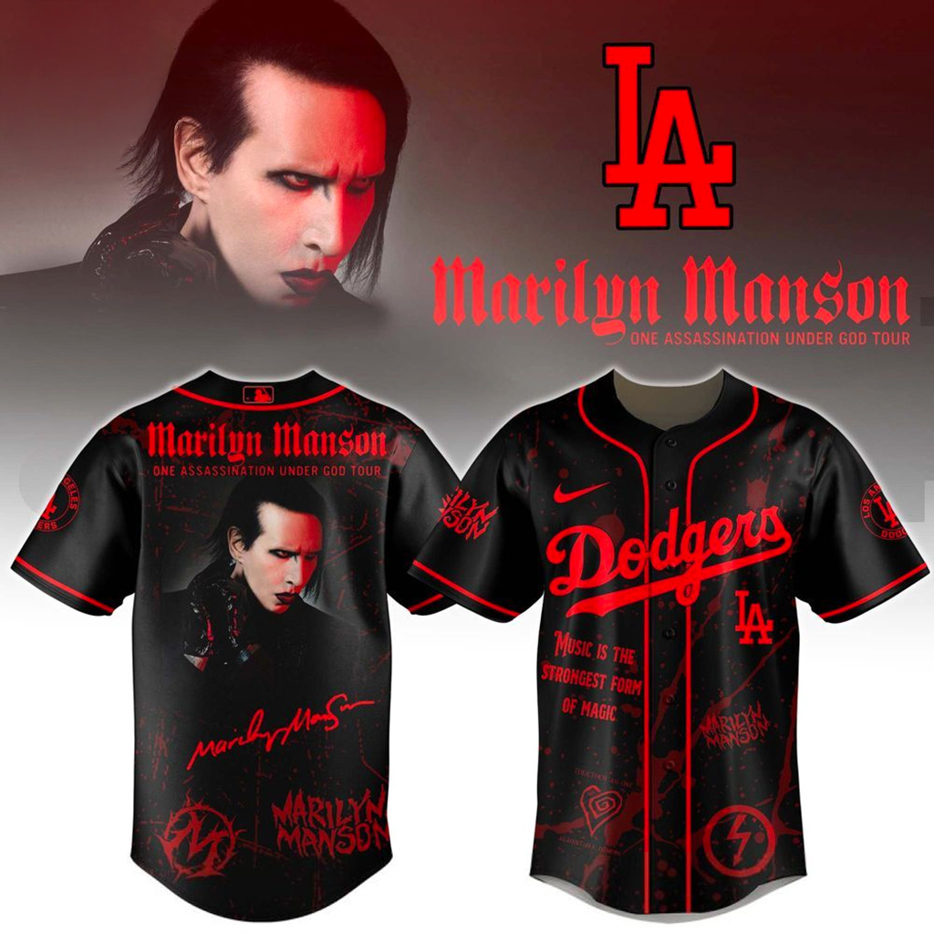 Los Angeles Dodgers X Marilyn Manson One Assassination Under God Tour Jersey Dodgers Merch