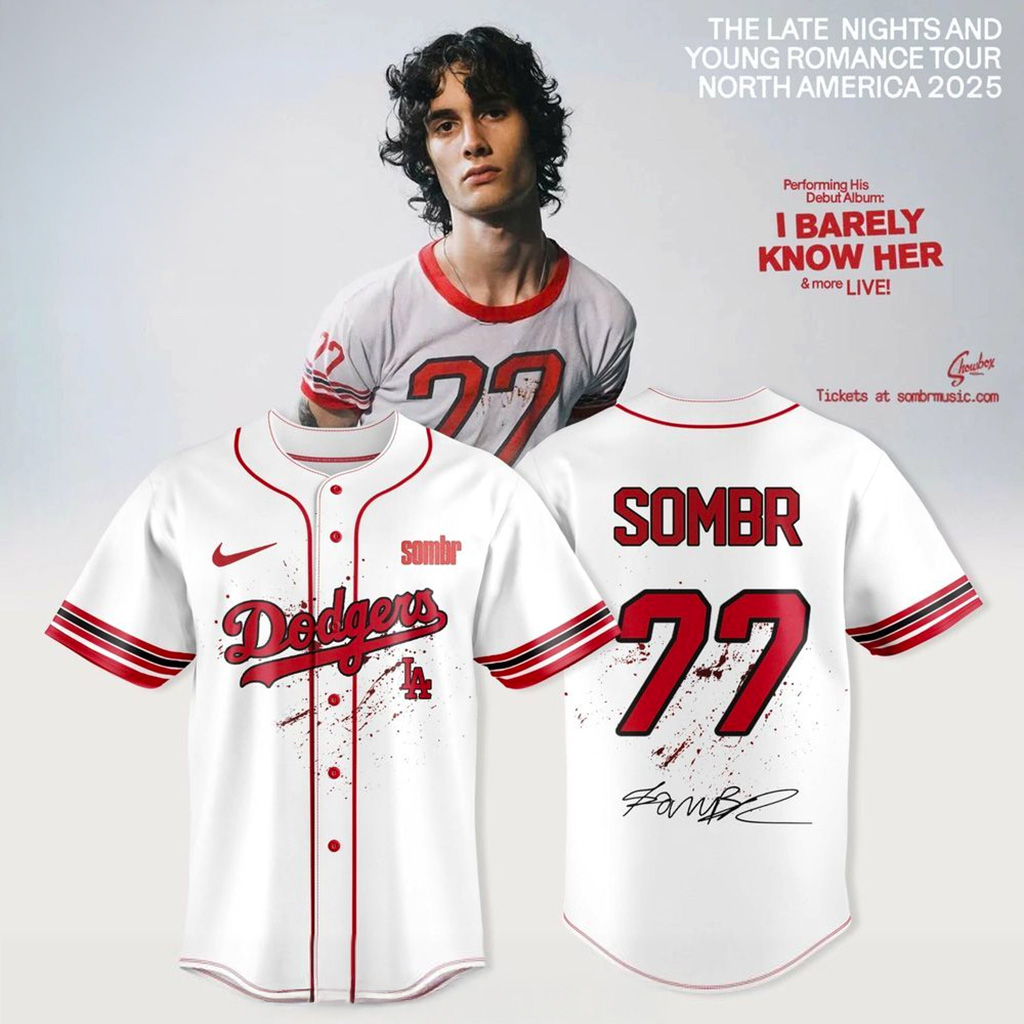 Los Angeles Dodgers X Sombr The Late Nights Young Romance Tour Jersey Dodgers Merch_
