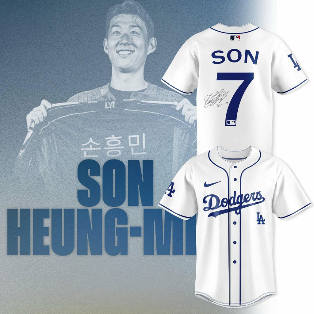 Los Angeles Dodgers X Son Heungmin 7 Jersey Los Angeles Dodgers Merch Gifts For Baseball Fans