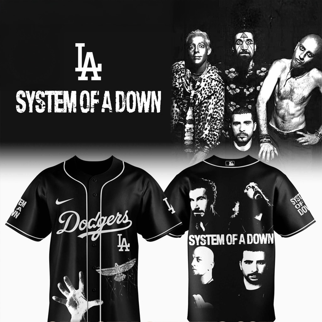 Los Angeles Dodgers X System Of A Down 2025 Jersey Los Angeles Dodgers Merch Gifts For Fans