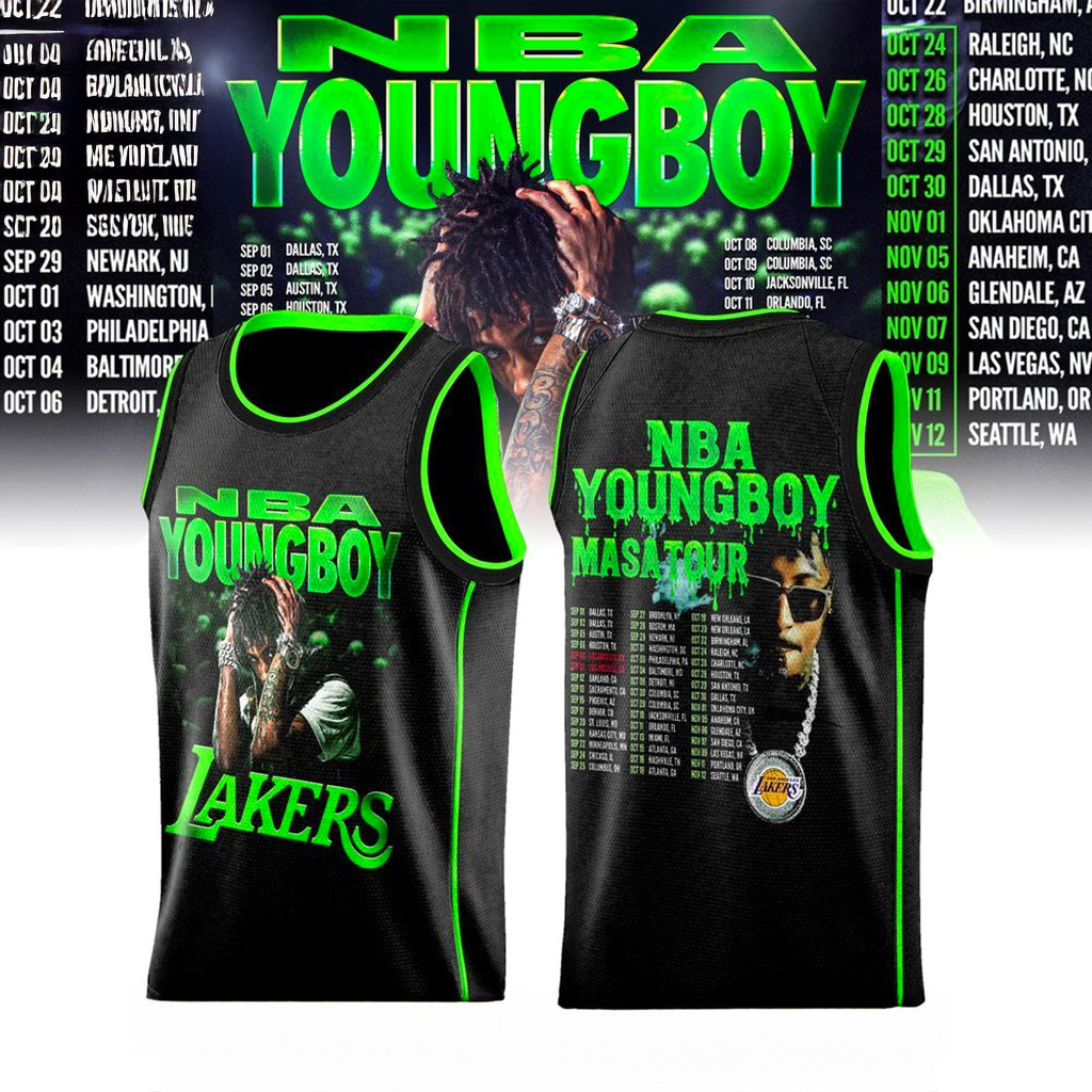 Los Angeles Lakers X NBA Youngboy Masa Tour Jersey Lakers Merch Gifts For Fans