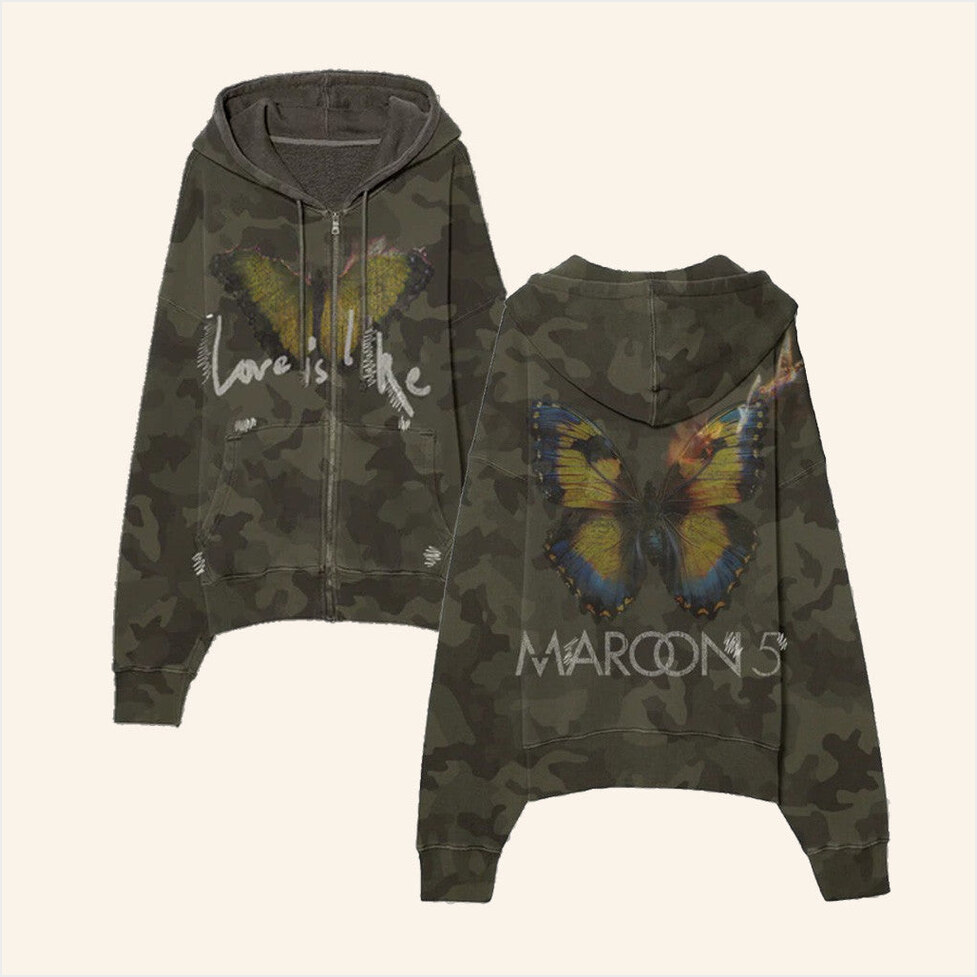 Love Is Like Zip Hoodie Maroon 5 Merch Camo Gift Ideas For Fans Birthday Gifts For Besties