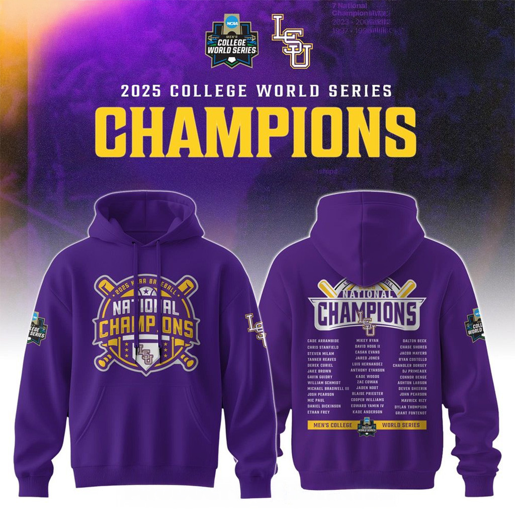 LSU Championship Hoodie LSU Tigers 2025 NCAA Baseball National Champions Merch