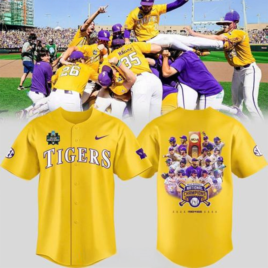 LSU Tigers 2025 NCAA Baseball National Champions Baseball Jersey LSU Tigers Merch Gifts For Fan