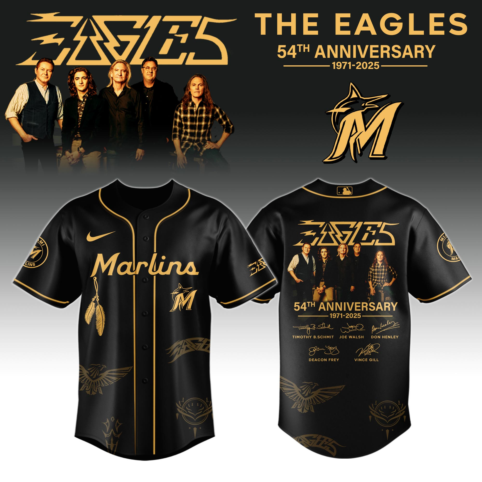 M Marlins X Eagles Band Music Jersey 2025 Gift For Baseball Lovers