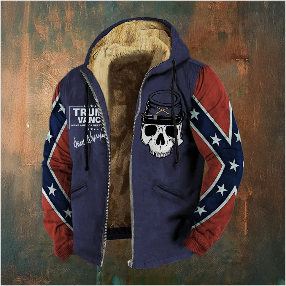 MAGA Trump Vance Zip Hoodie Old Dixie Skull Hoodie Retro Southern Pride Merchandise